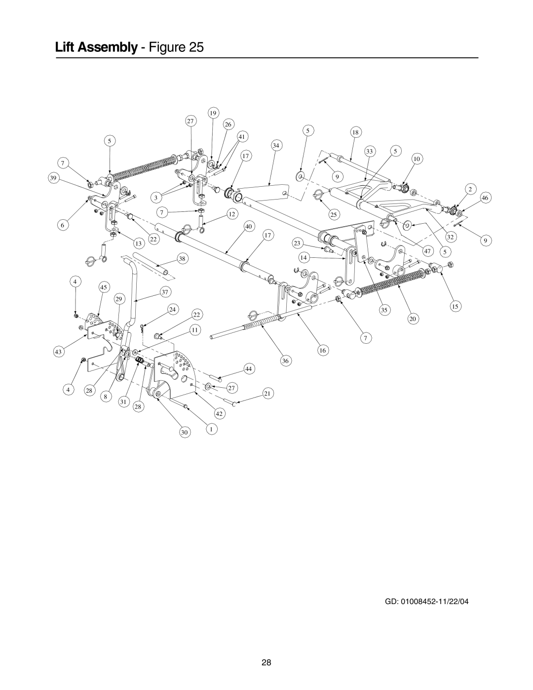 Cub Cadet Lawn Mower manual Lift Assembly Figure 