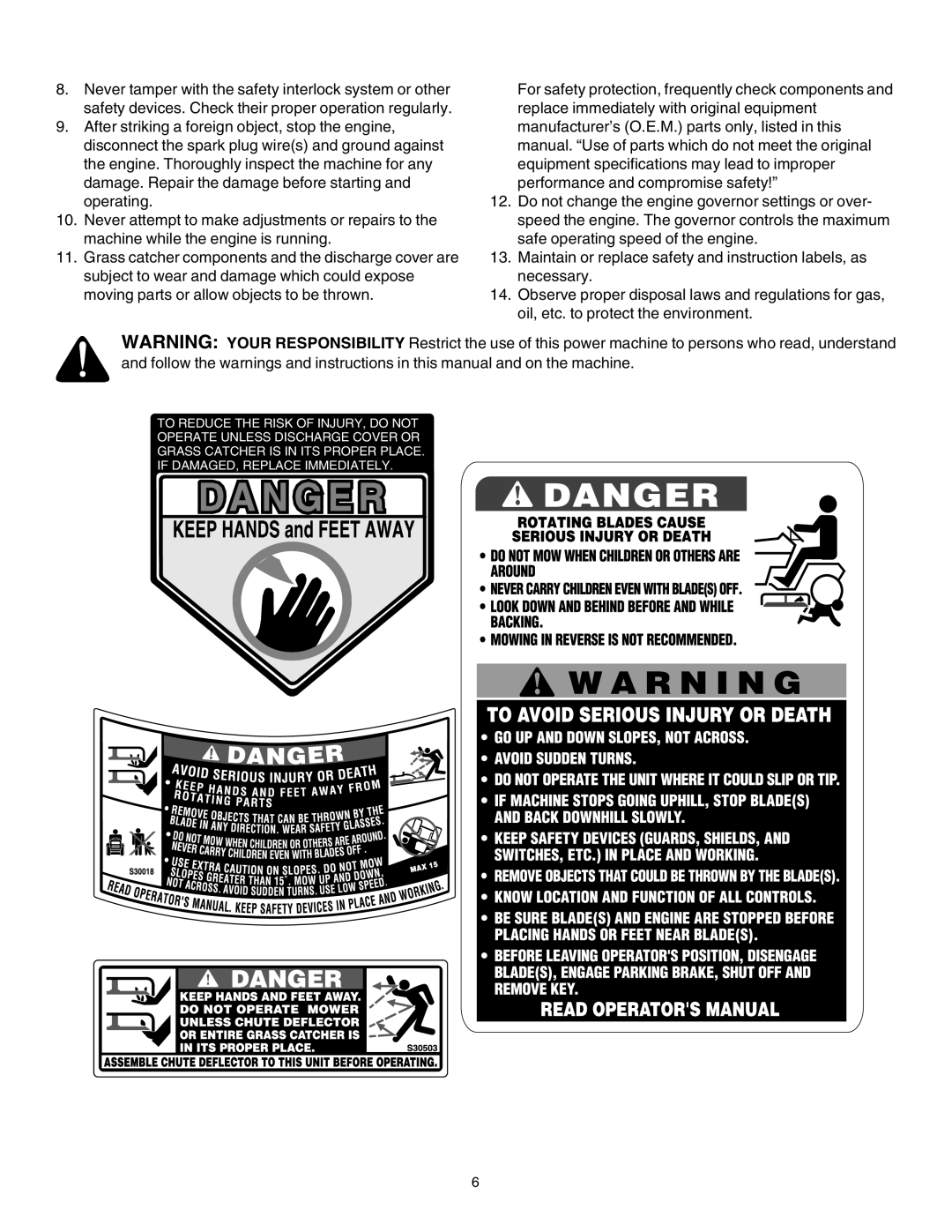 Cub Cadet LT1046, LT1042, LT1045, LT1050 manual Maintain or replace safety and instruction labels, as necessary 