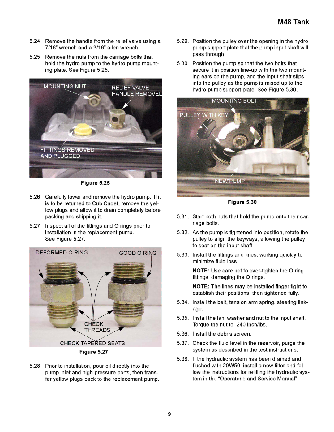 Cub Cadet M48 service manual Mounting Bolt Pulley with KEY NEW Pump 