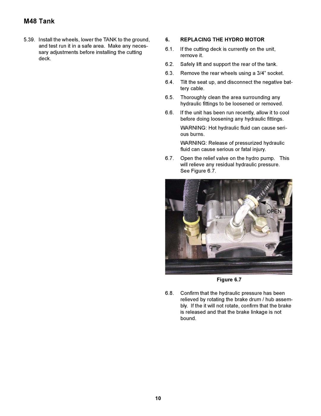 Cub Cadet M48 service manual Replacing the Hydro Motor 