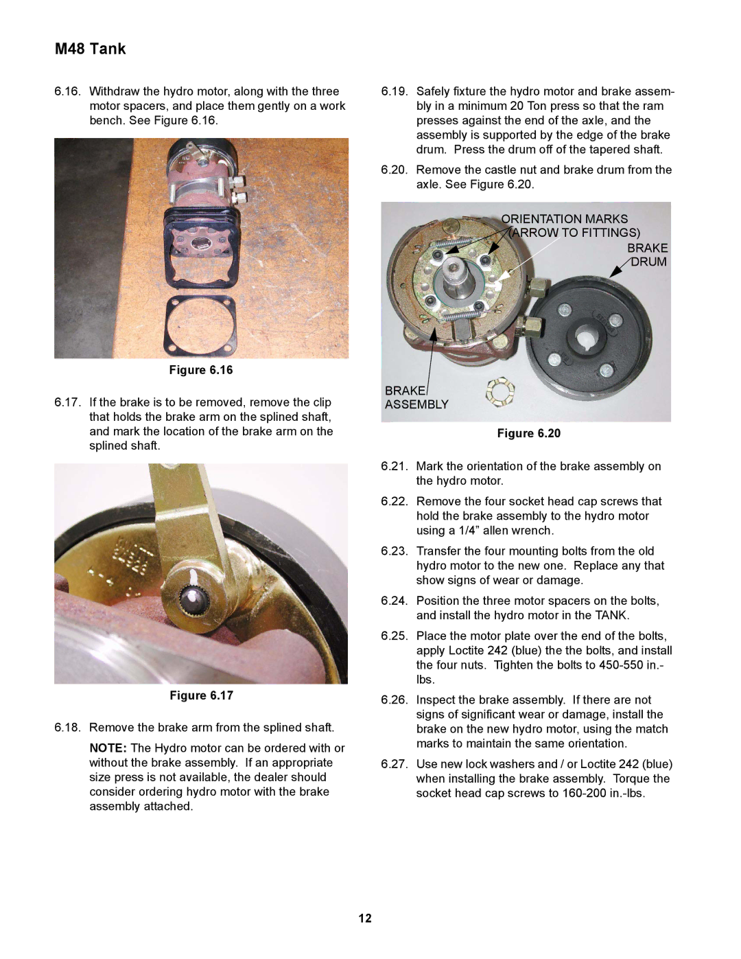 Cub Cadet M48 service manual Orientation Marks Arrow to Fittings Brake Drum Assembly 