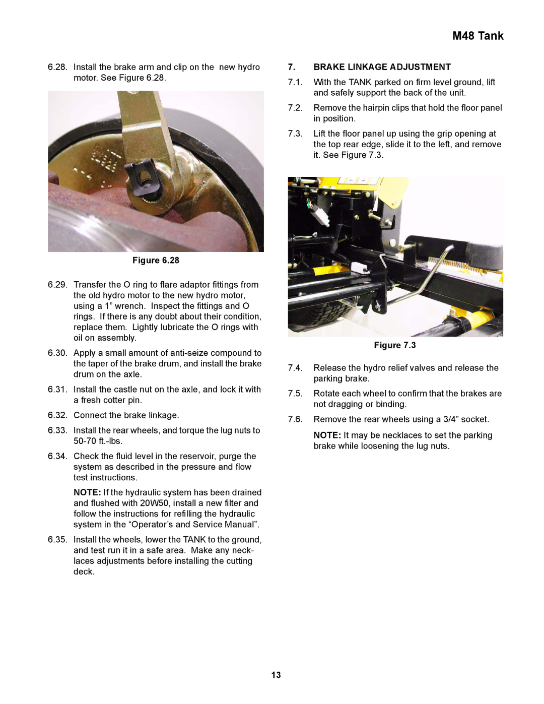 Cub Cadet M48 service manual Brake Linkage Adjustment 