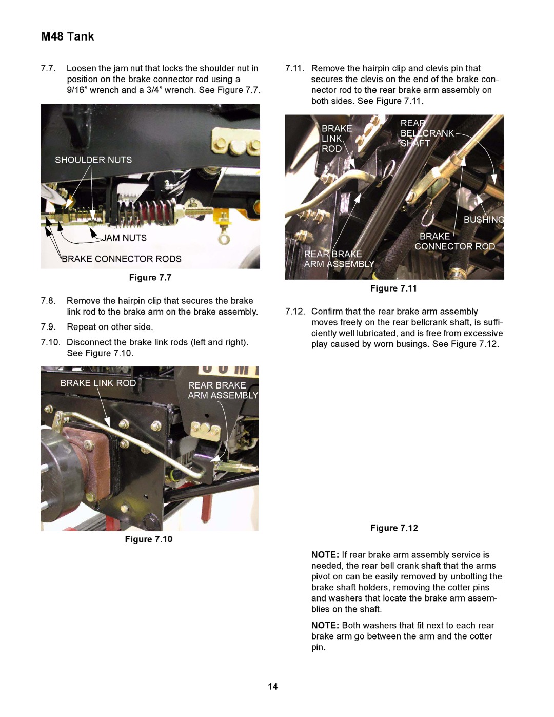 Cub Cadet M48 Shoulder Nuts, Brake Rear Bellcrank Link Shaft ROD, Rear Brake ARM Assembly Bushing Brake Connector ROD 