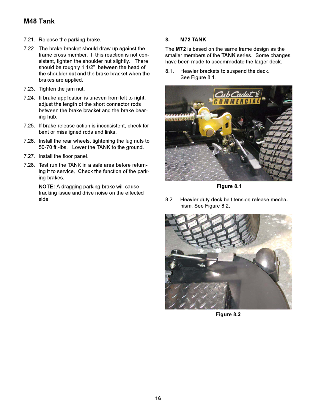 Cub Cadet M48 service manual M72 Tank 