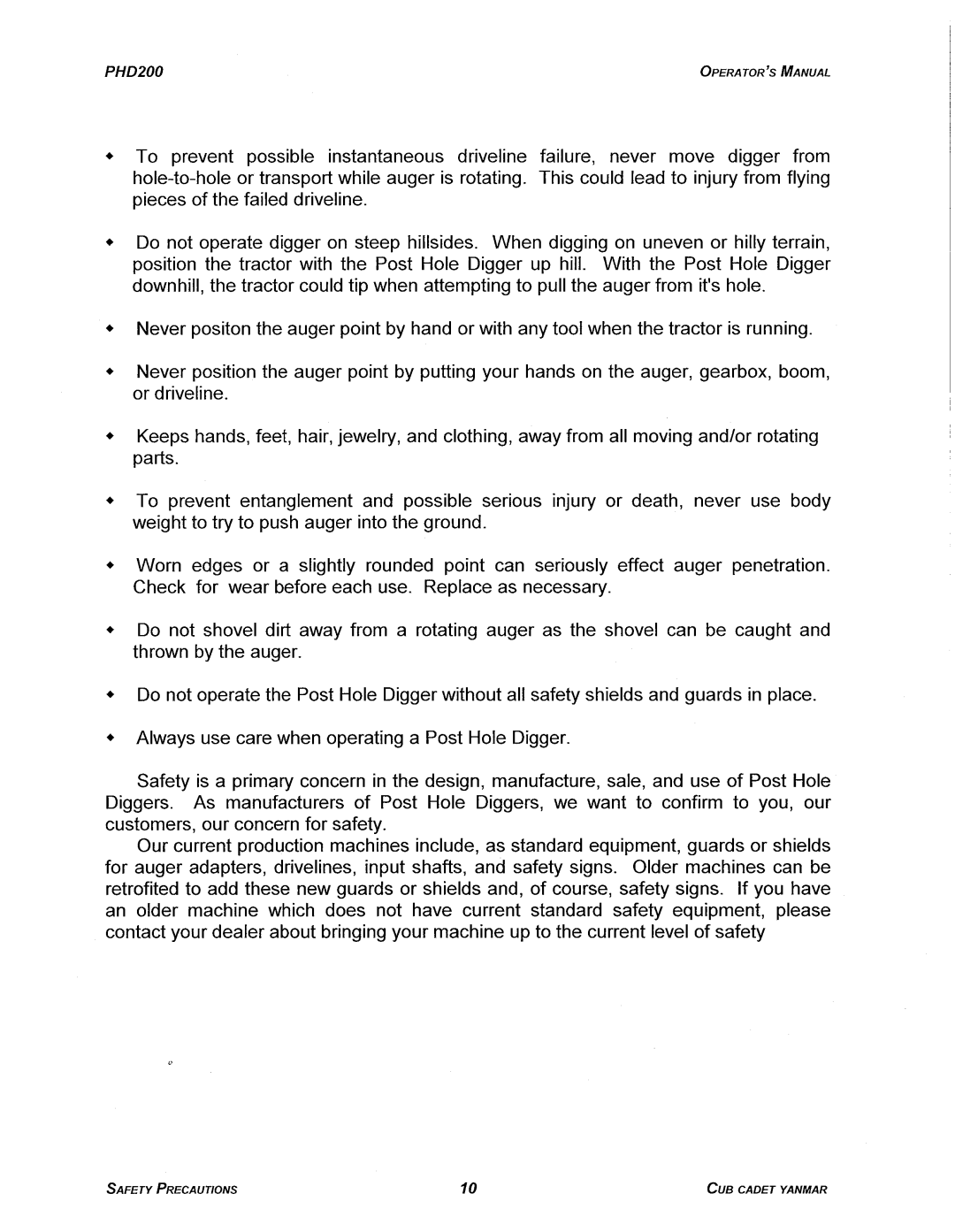 Cub Cadet PHD200 manual 