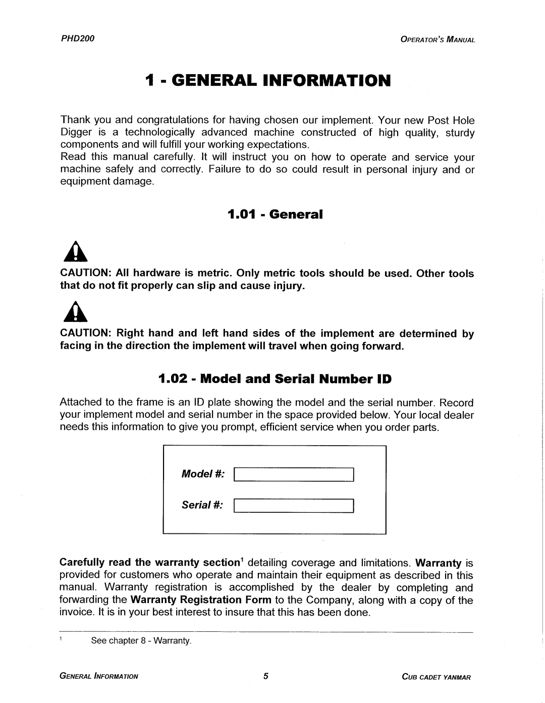 Cub Cadet PHD200 manual 