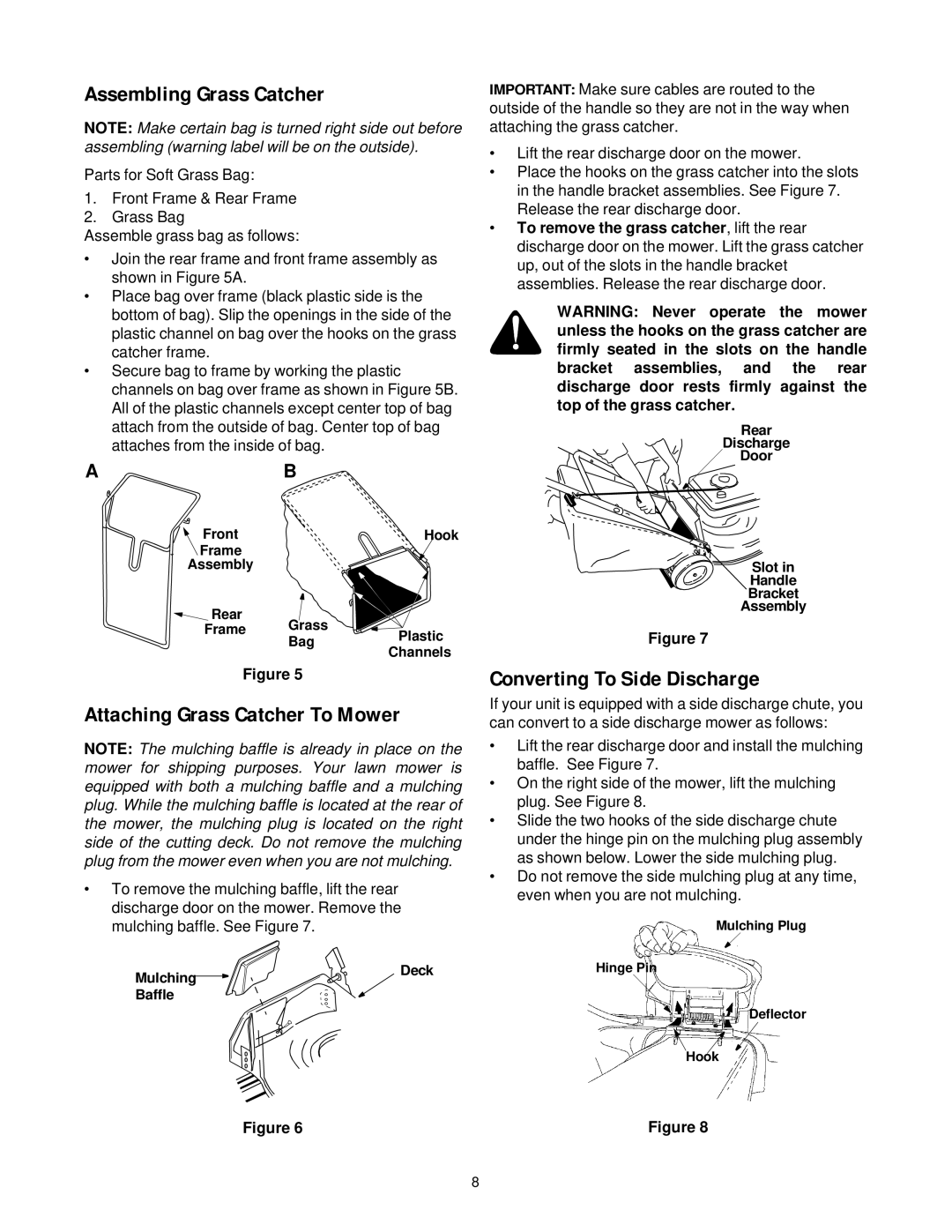 Cub Cadet PR-521 manual Assembling Grass Catcher, Converting To Side Discharge 