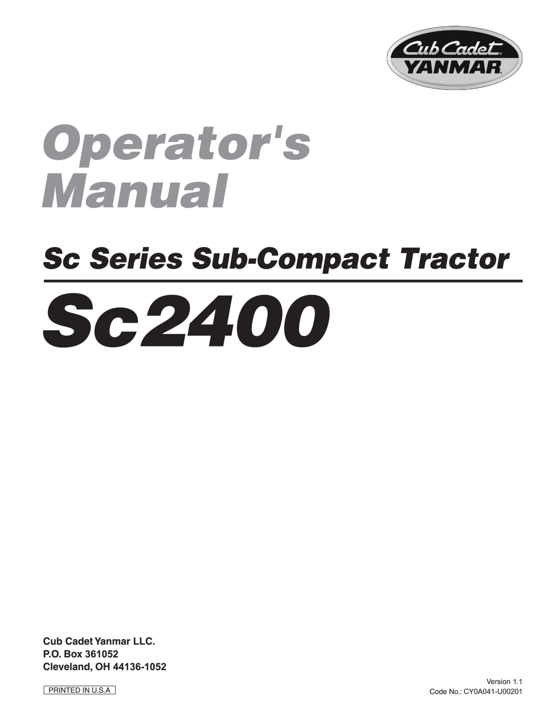 Cub Cadet SC2400 manual 
