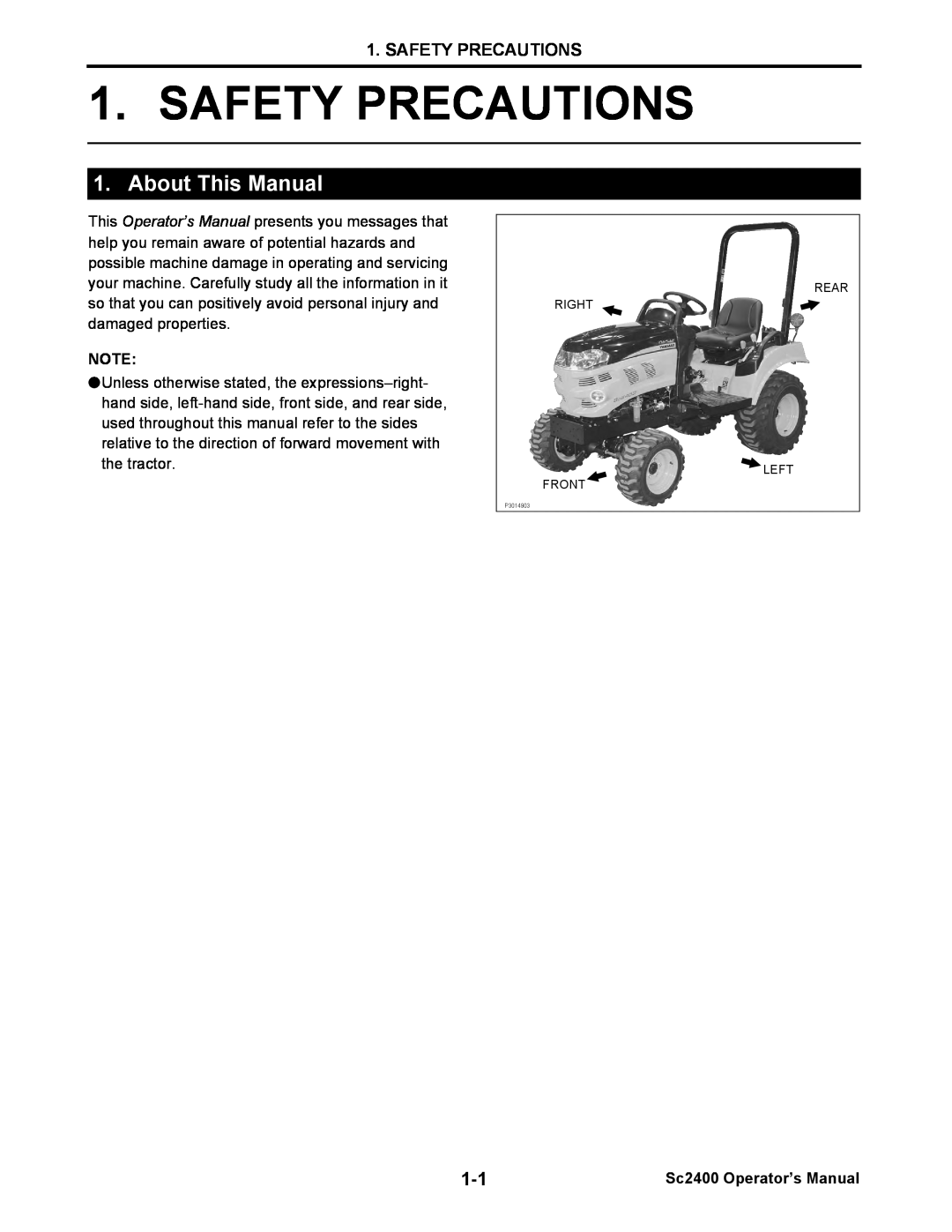 Cub Cadet SC2400 manual Safety Precautions, About This Manual, Sc2400 Operator’s Manual 