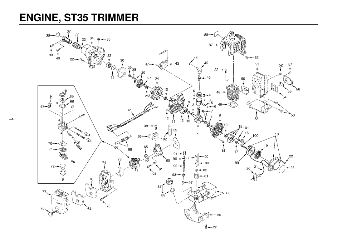 Cub Cadet ST23, ST26 manual ENGINE, ST35 Trimmer 