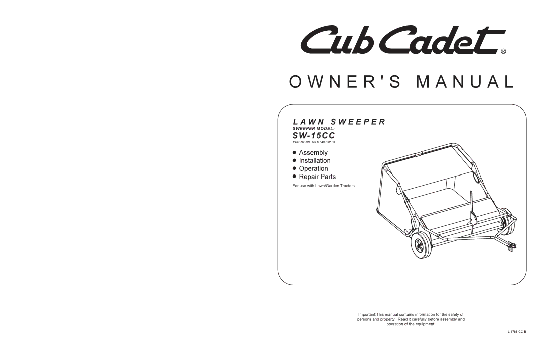 Cub Cadet SW-15CC owner manual N E R S M a N U a L 