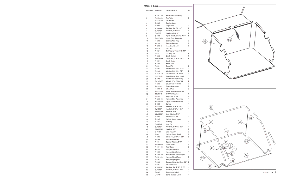 Cub Cadet SW-15CC owner manual Parts List, REF. no Description QTY 