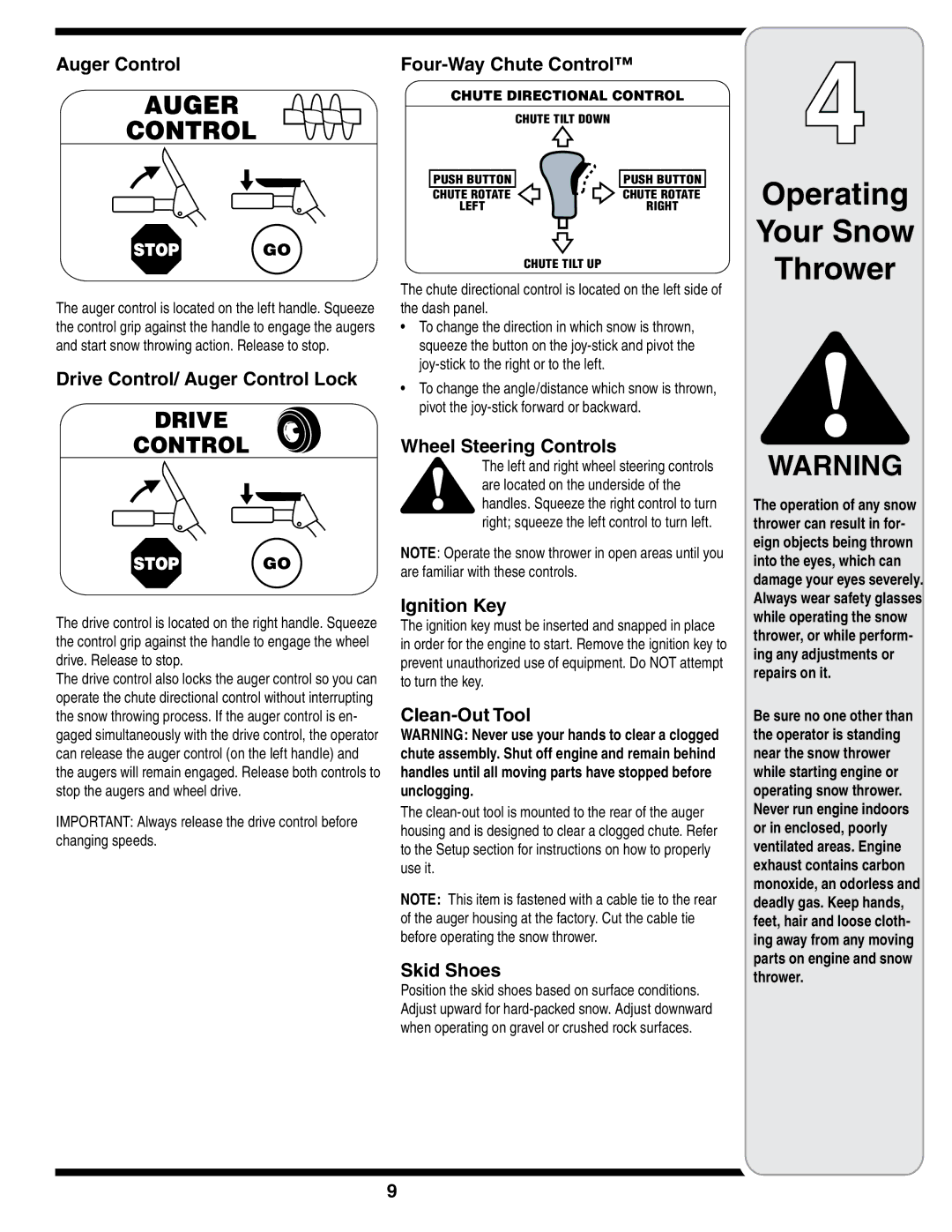 Cub Cadet SWE 528 warranty Operating, Your Snow Thrower 