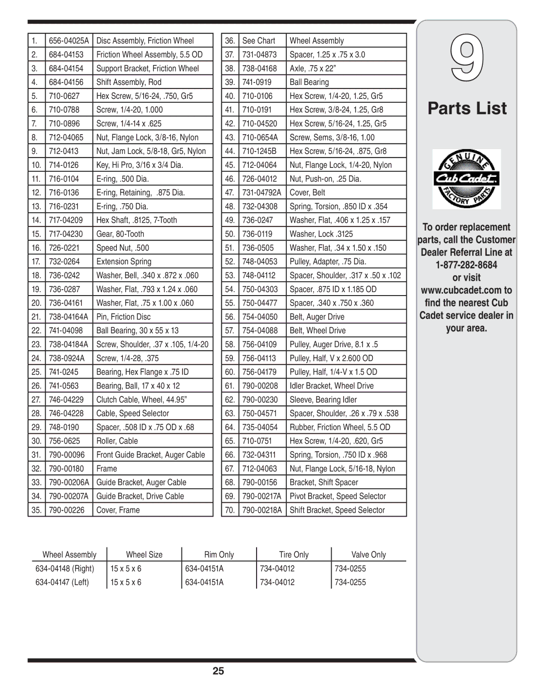 Cub Cadet WE 26 warranty 684-04153 