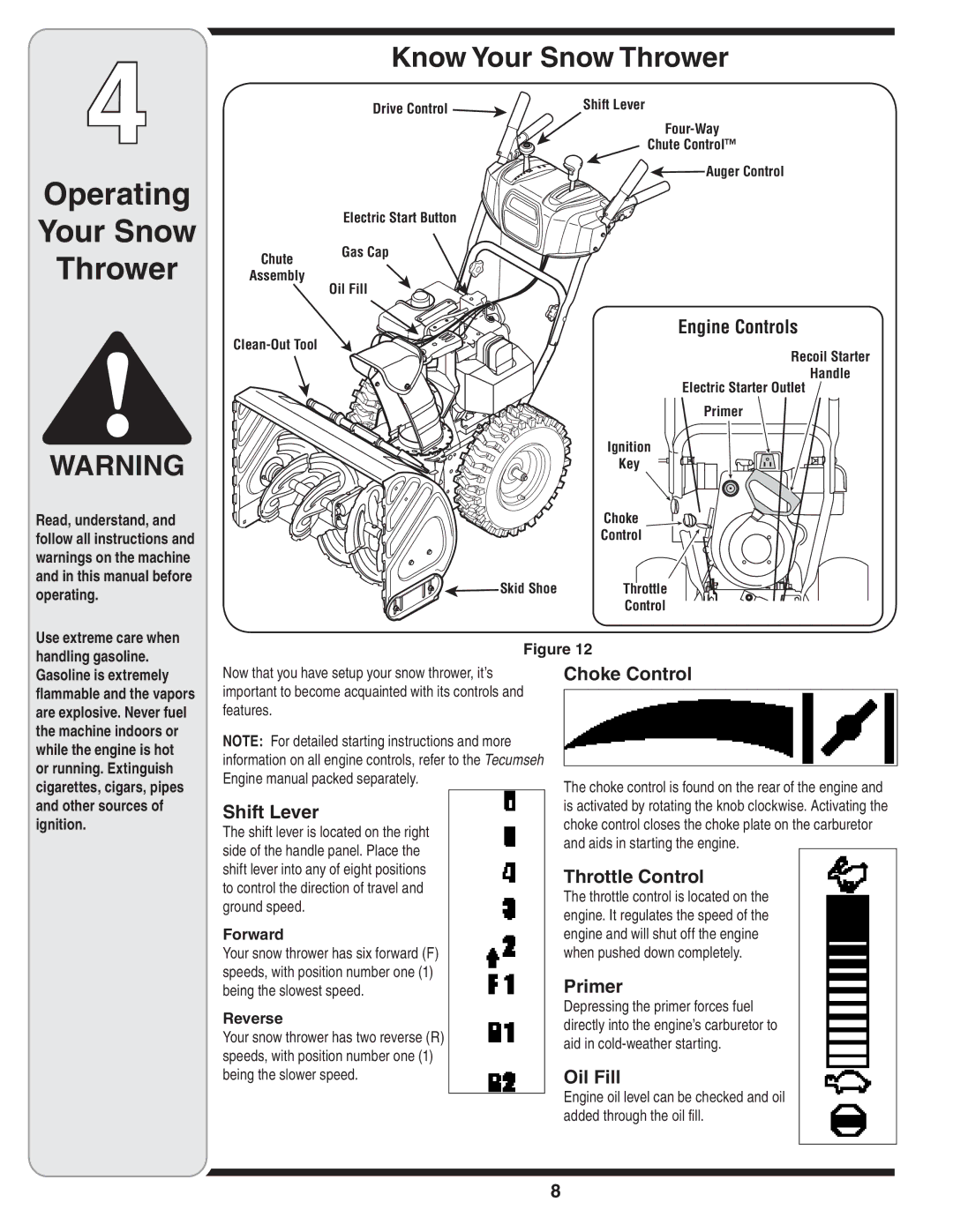 Cub Cadet WE 26 warranty Operating Your Snow Thrower, Know Your Snow Thrower 