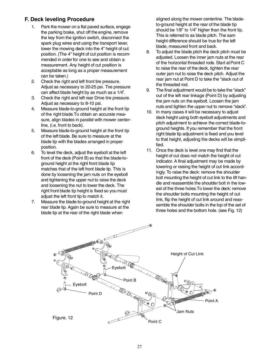 Cub Cadet Zero-Turn Commercial Riding Mower service manual Deck leveling Procedure 