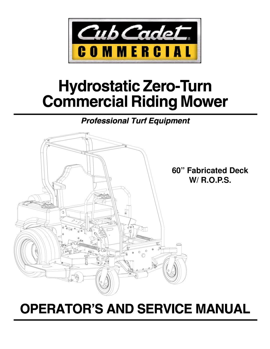 Cub Cadet Hydrostatic Zero-Turn Commercial Riding Mower Professional Turf Equipment service manual 