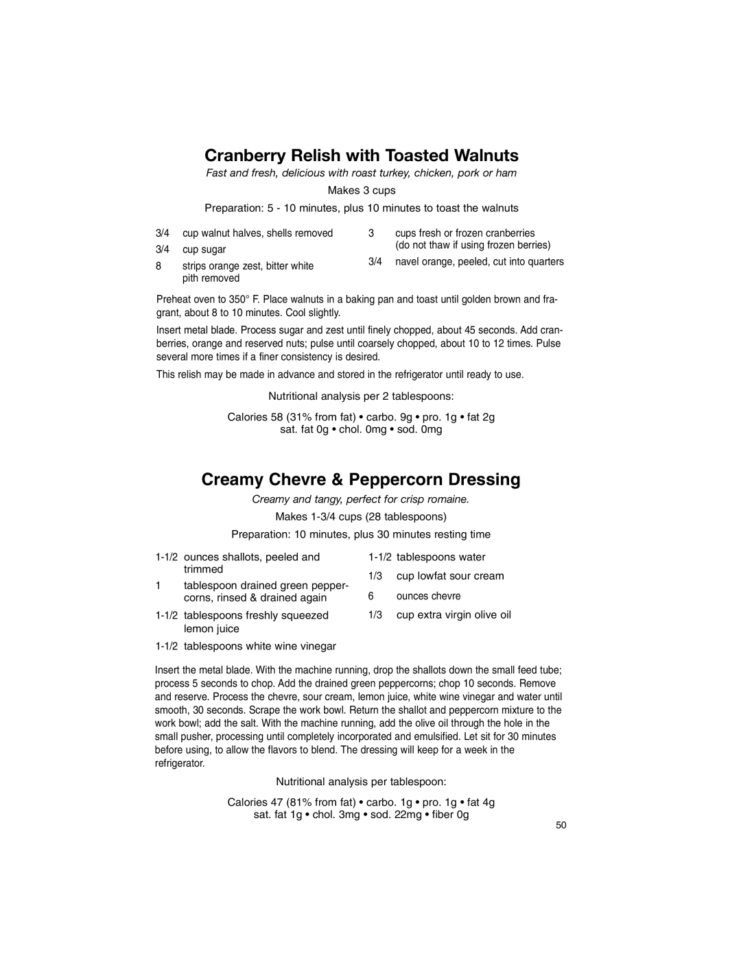 Cuisinart 11-Cup Series manual Cranberry Relish with Toasted Walnuts, Creamy Chevre & Peppercorn Dressing 