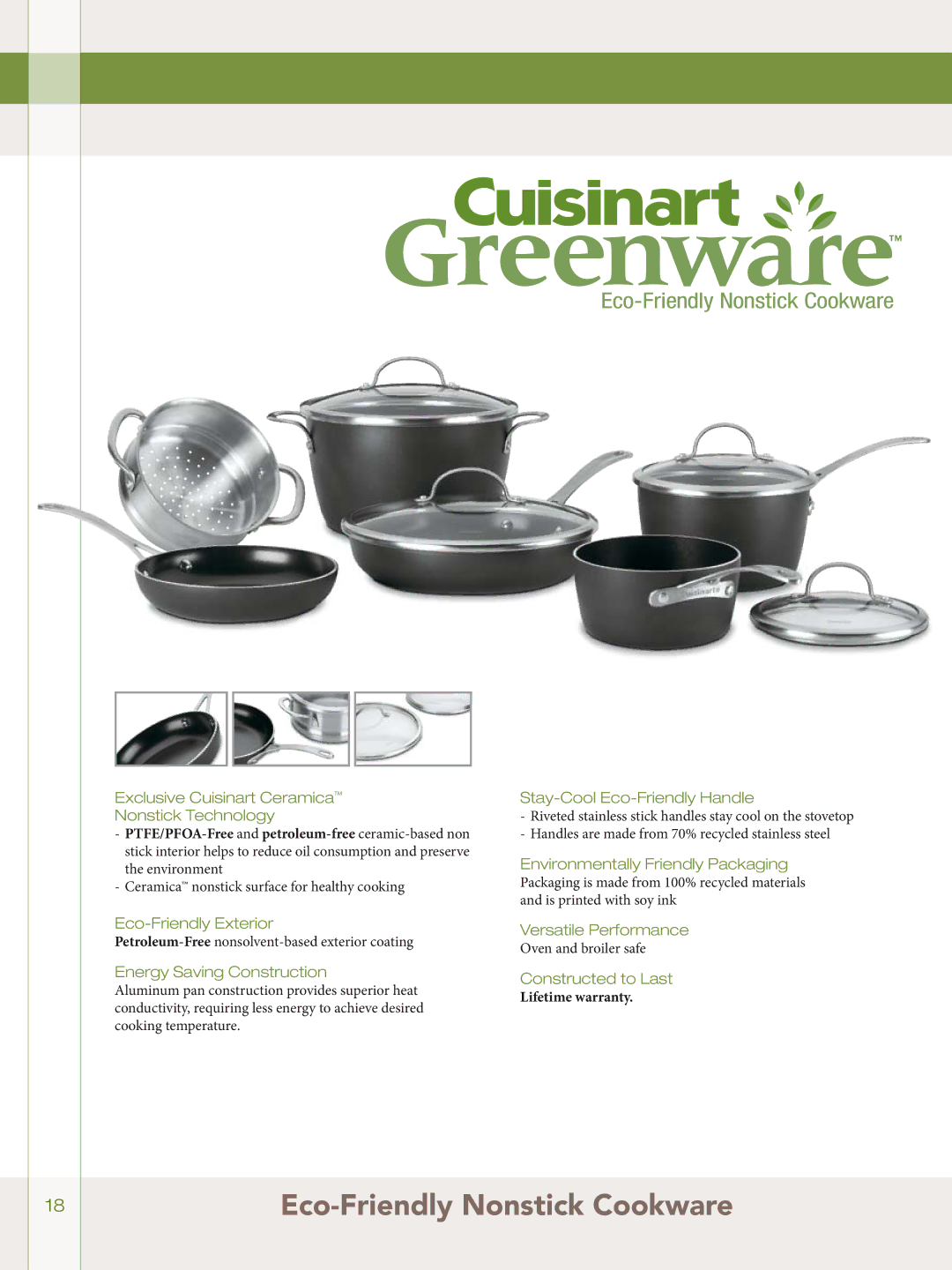 Cuisinart 755-26GD, 722-36H, GG-12, 726-38H manual Eco-Friendly Exterior 