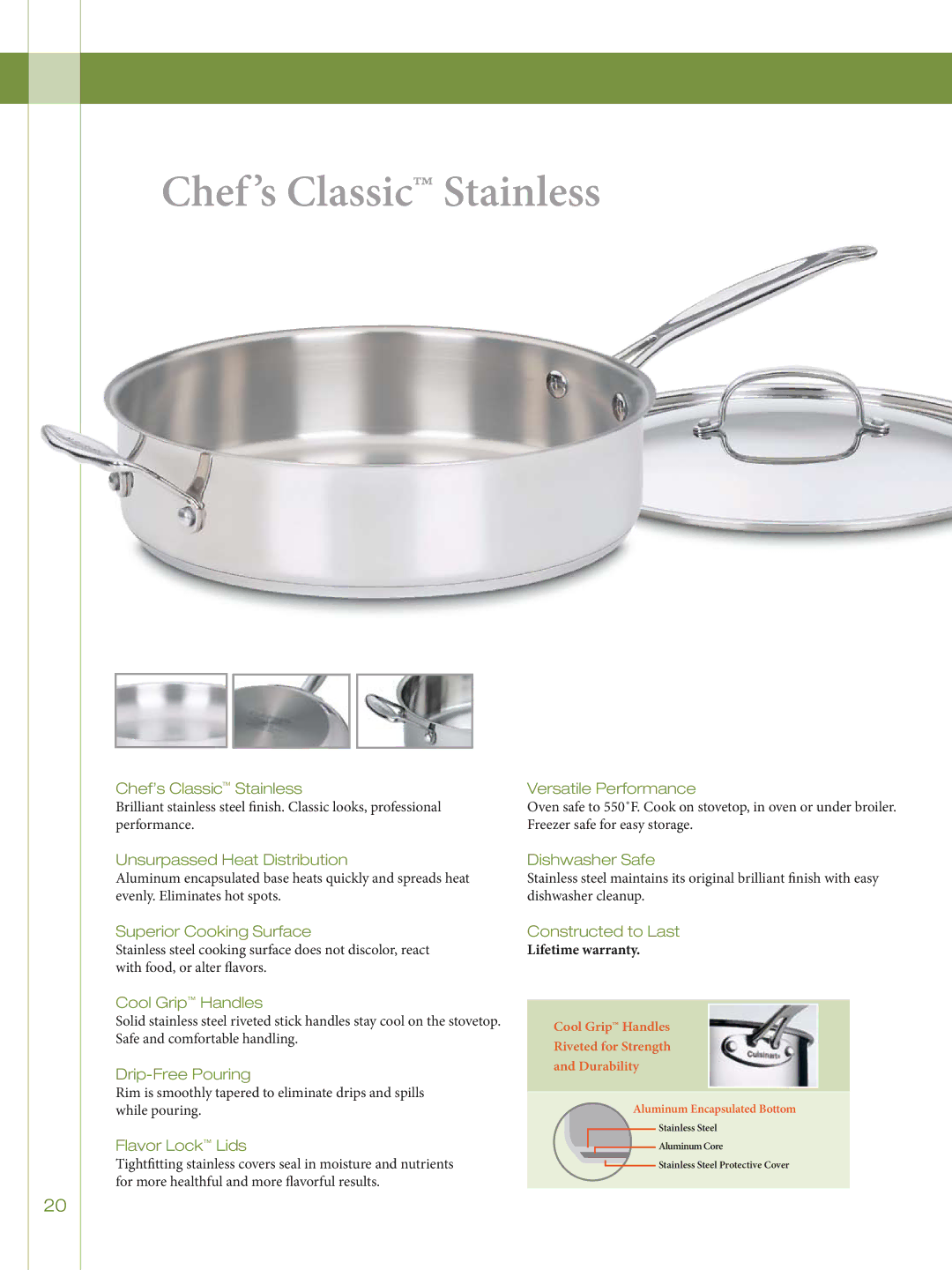 Cuisinart GG-12, 755-26GD Chef’s Classic Stainless Versatile Performance, Unsurpassed Heat Distribution, Flavor Lock Lids 