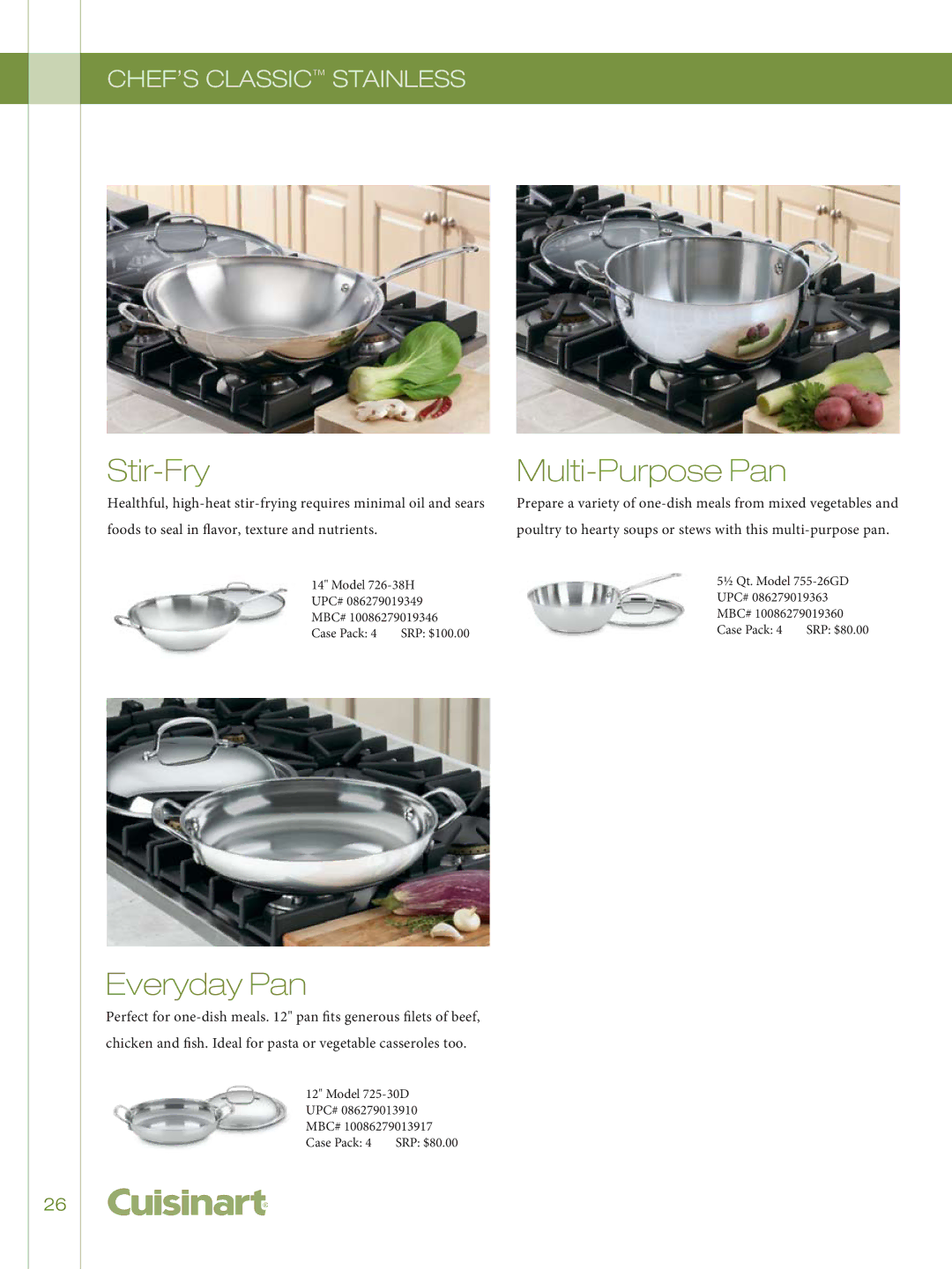 Cuisinart 755-26GD, 722-36H, GG-12, 726-38H manual Everyday Pan, Multi-Purpose Pan 