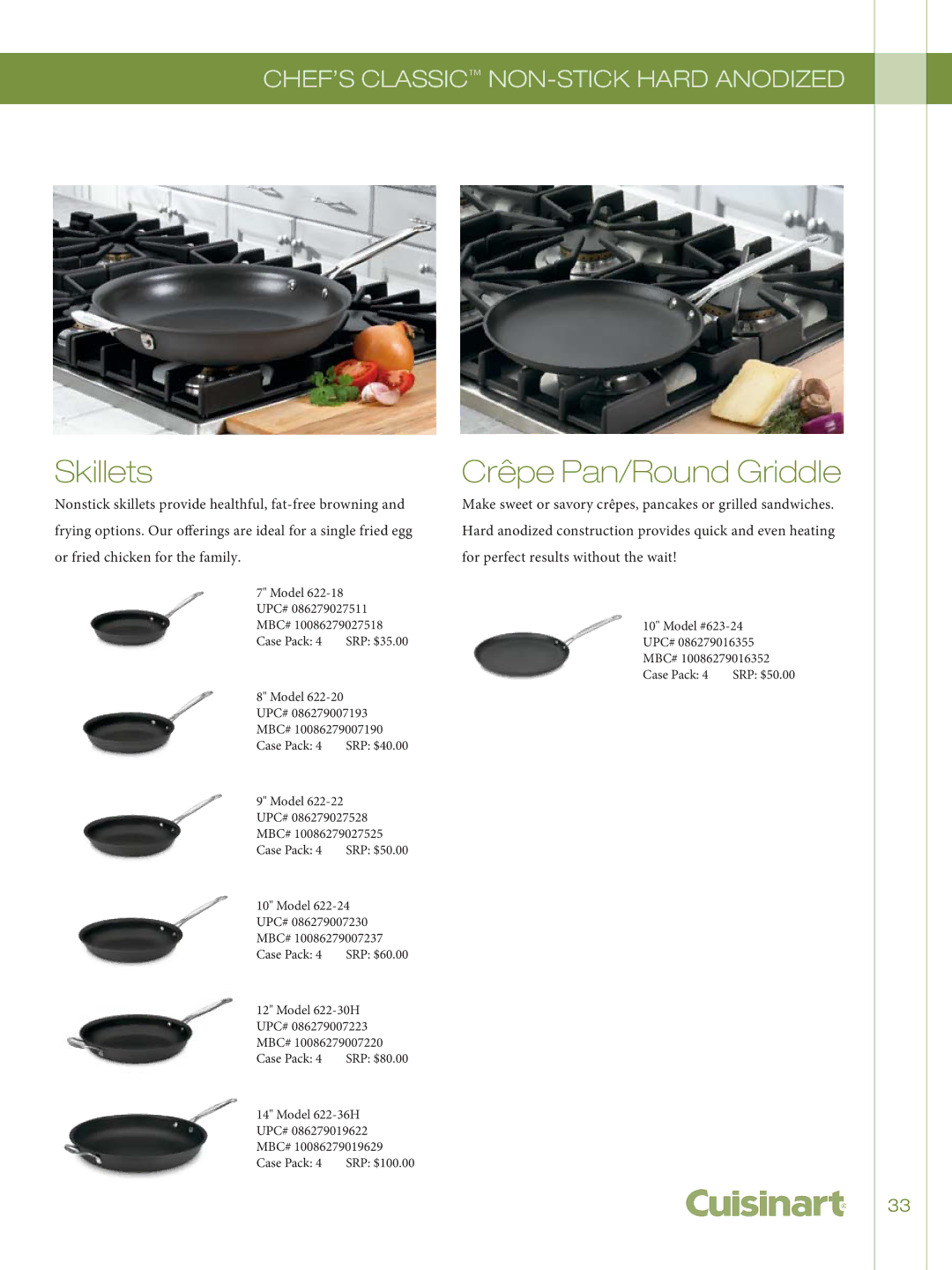 Cuisinart 726-38H, 755-26GD, 722-36H, GG-12 manual Skillets, Crêpe Pan/Round Griddle 