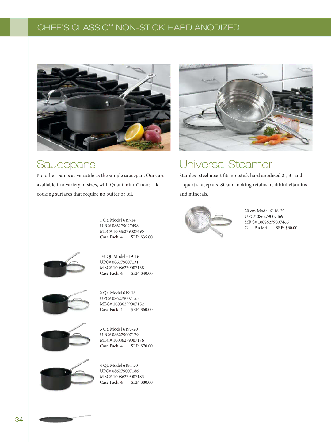 Cuisinart 755-26GD, 722-36H, GG-12, 726-38H manual Saucepans 