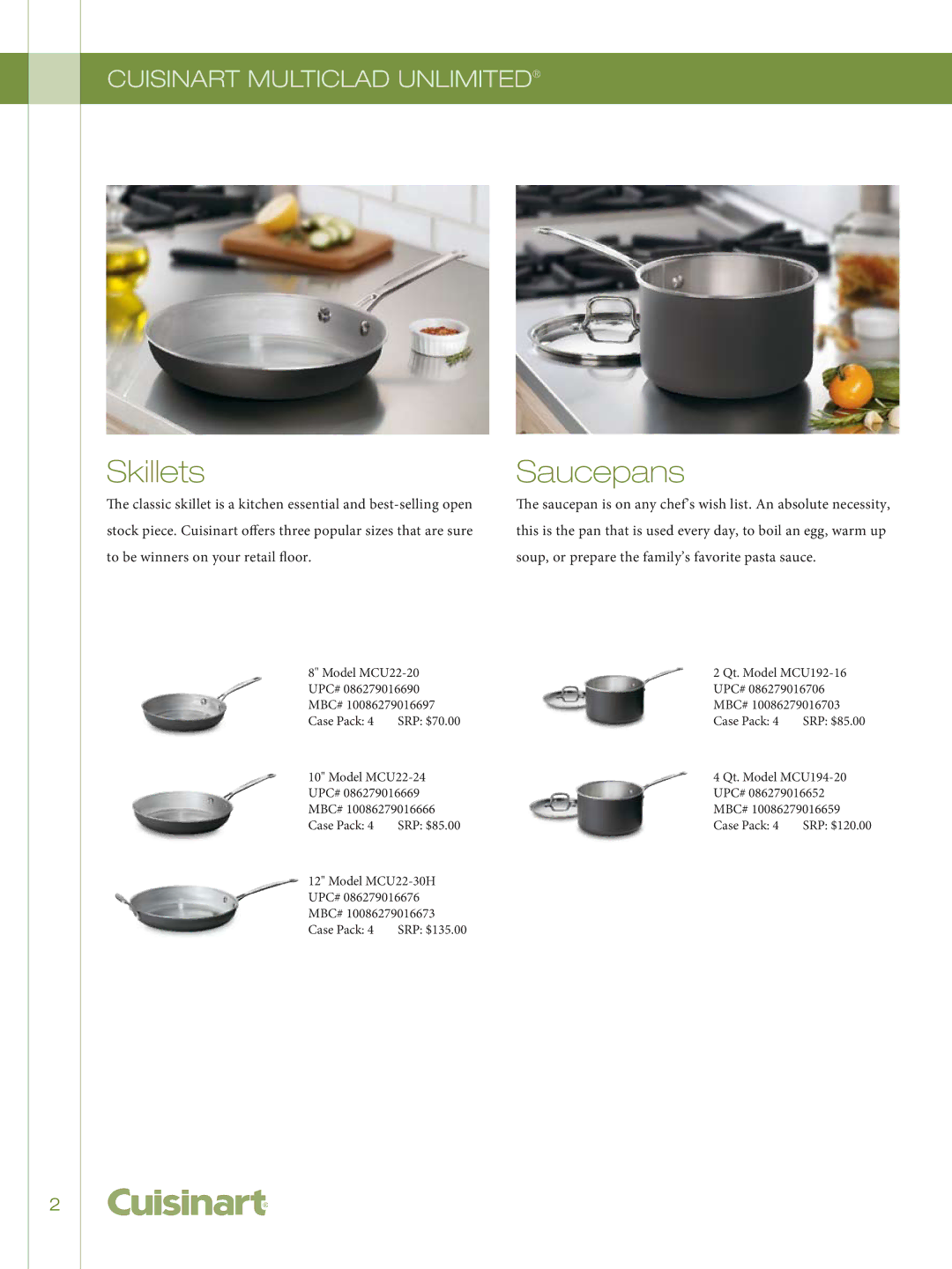 Cuisinart 755-26GD, 722-36H, GG-12, 726-38H manual Skillets, Saucepans 