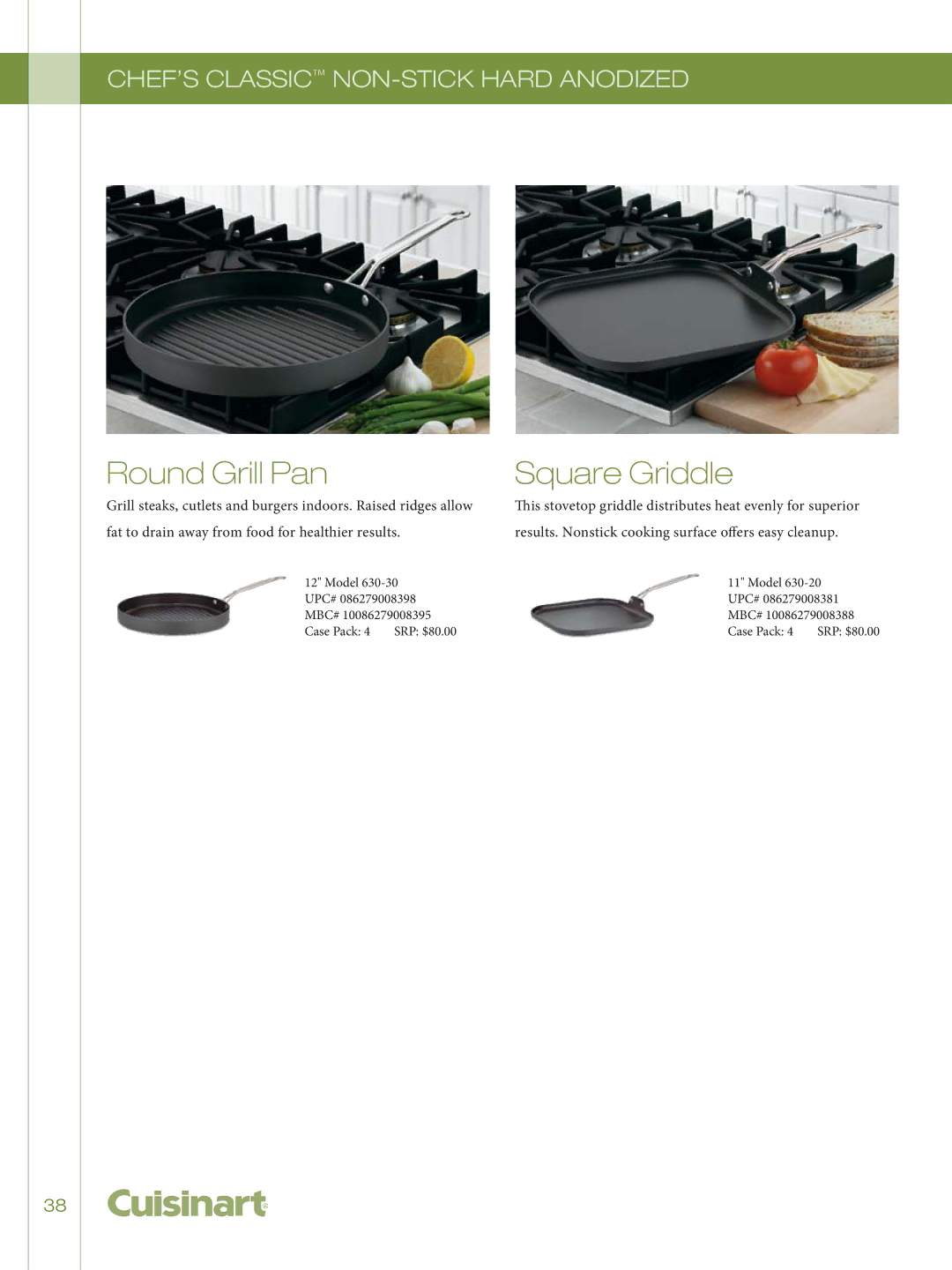 Cuisinart 755-26GD, 722-36H, GG-12, 726-38H manual Round Grill Pan Square Griddle 