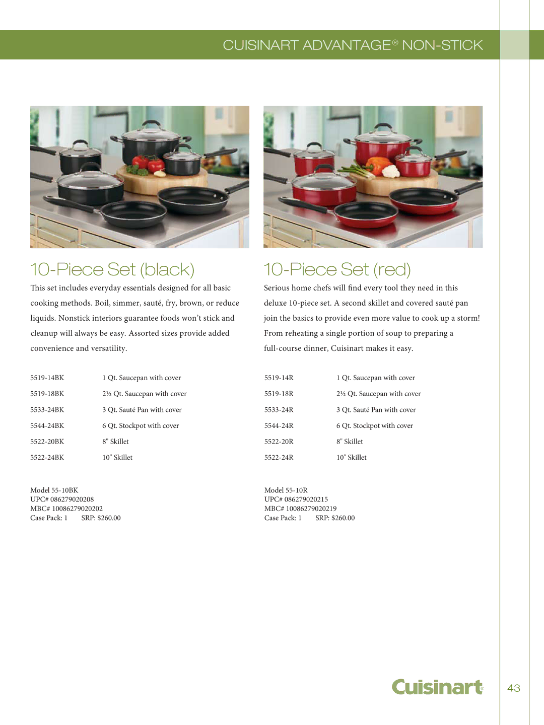 Cuisinart 722-36H, 755-26GD, GG-12, 726-38H manual Piece Set black, Piece Set red 