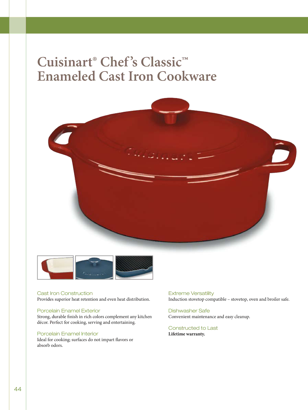 Cuisinart GG-12, 722-36H Cast Iron Construction, Porcelain Enamel Exterior, Porcelain Enamel Interior, Extreme Versatility 