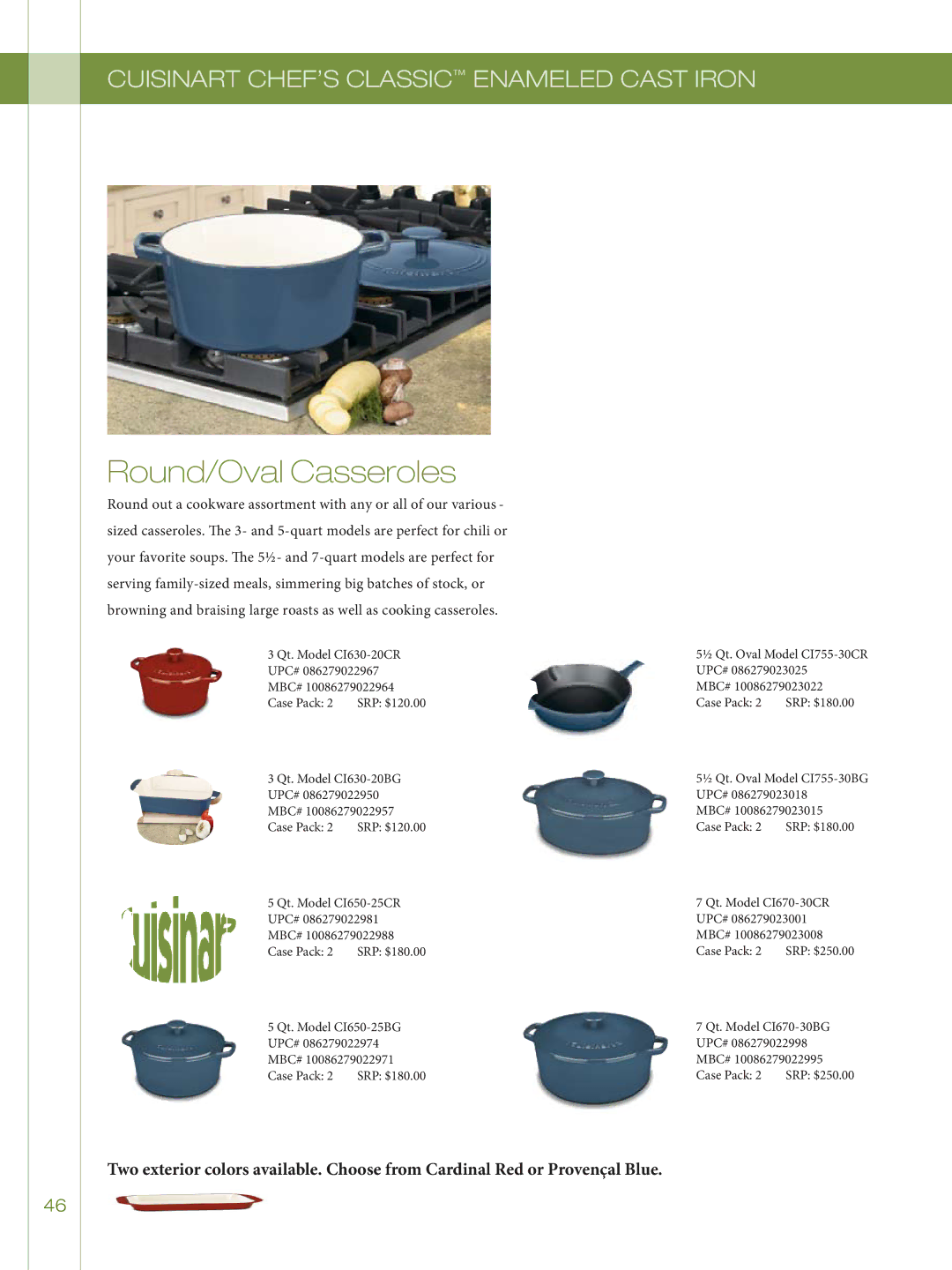 Cuisinart 755-26GD, 722-36H, GG-12, 726-38H manual Round/Oval Casseroles 