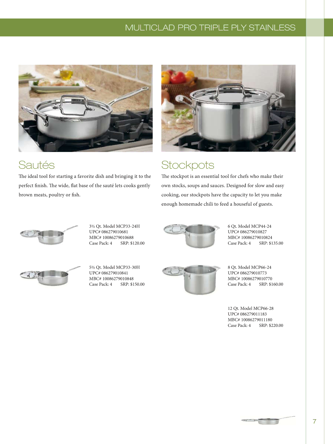 Cuisinart 722-36H, 755-26GD, GG-12, 726-38H manual Sautés, Stockpots 