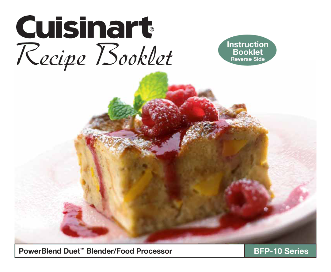 Cuisinart BFP-10CH manual Recipe Booklet 