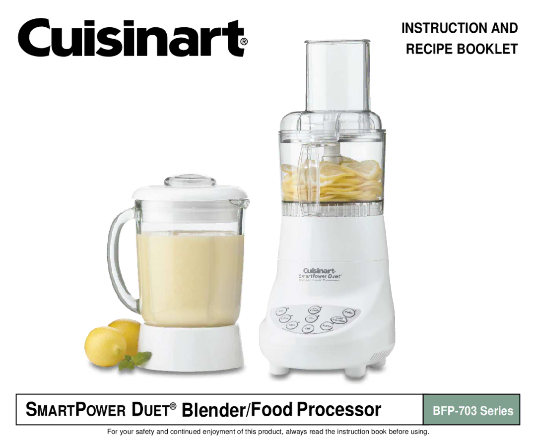 Cuisinart BFP-703 Series manual Smartpower Duet Blender/Food Processor 