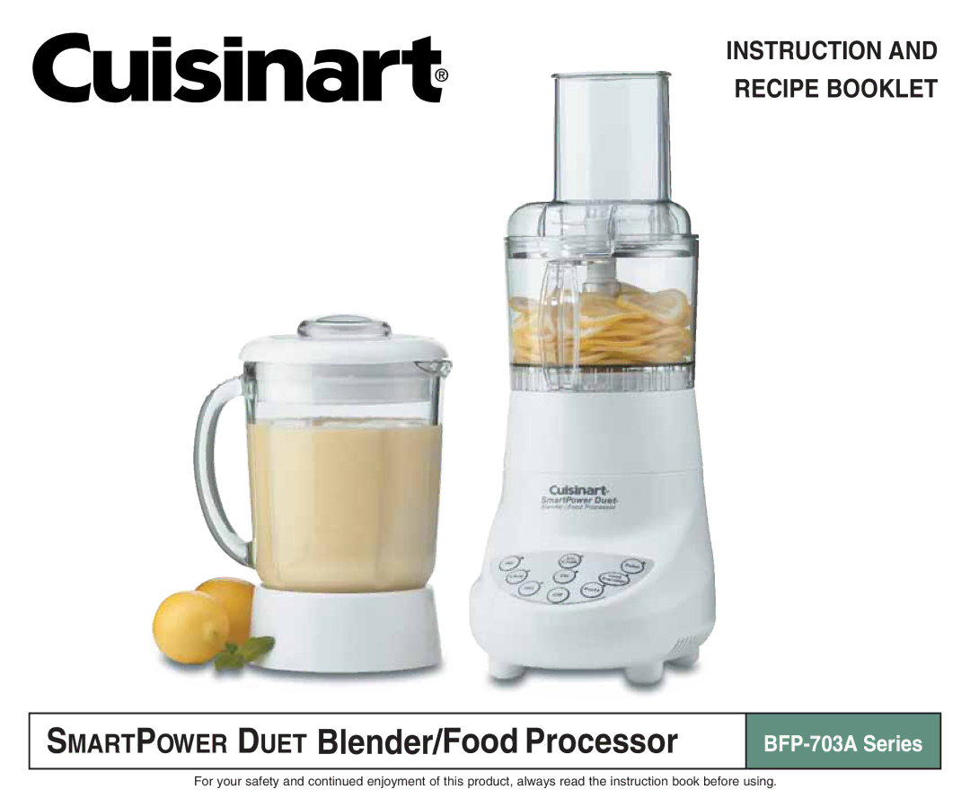 Cuisinart BFP-703A manual Smartpower Duet Blender/Food Processor 