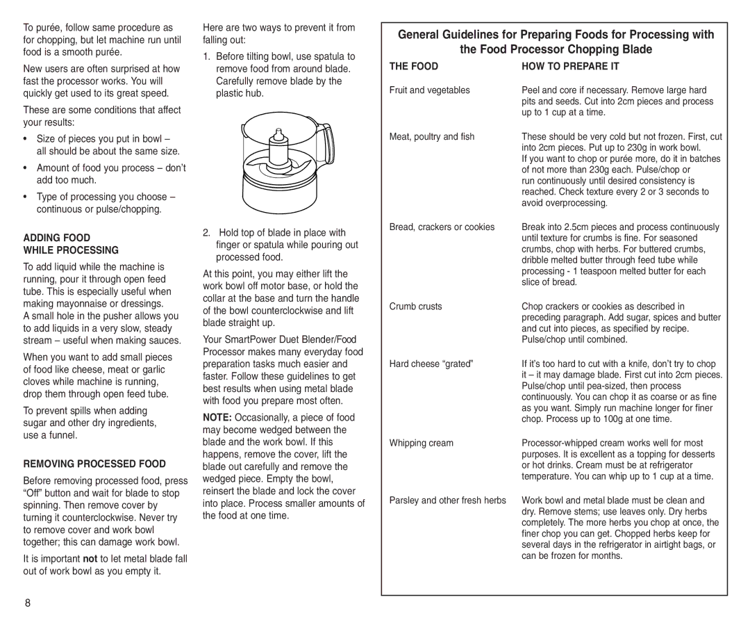 Cuisinart BFP-703A manual Food HOW to Prepare IT, Adding Food While Processing, Removing Processed Food 