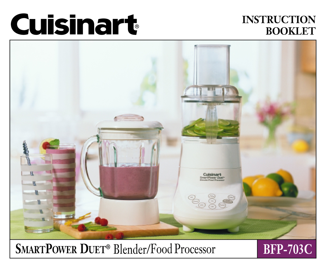 Cuisinart BFP-703C manual SMARTPOWER DUET Blender/Food Processor, Instruction, Booklet 