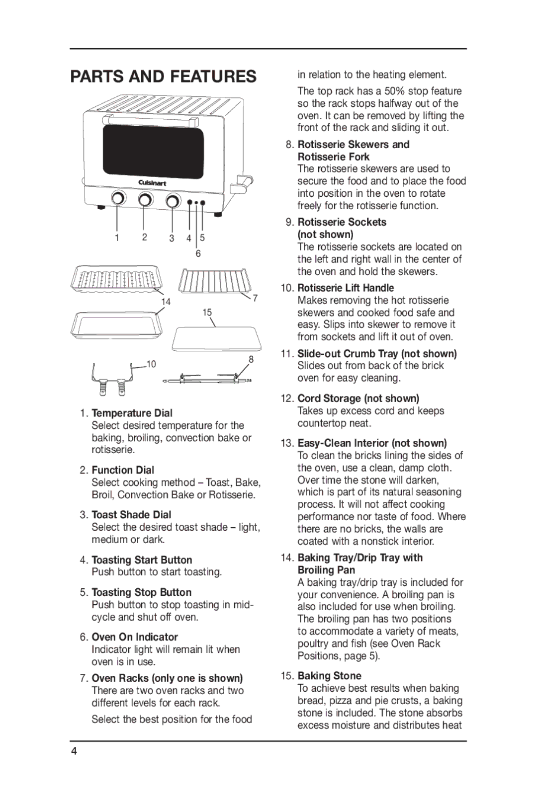 Cuisinart BRK-300 manual Parts and Features, Oven On Indicator 