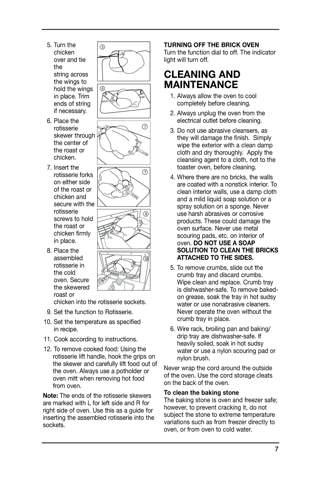 Cuisinart BRK-300 manual Cleaning Maintenance, Solution to Clean the Bricks Attached to the Sides 