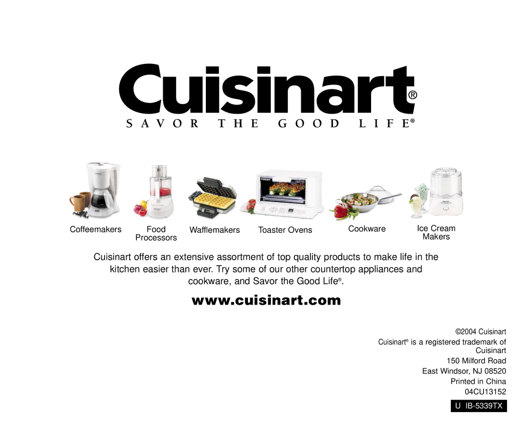 Cuisinart CB-18BKSS manual Makers 