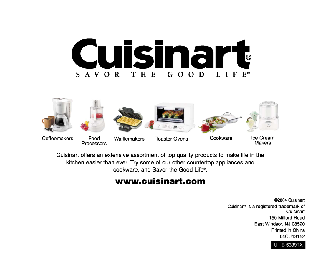 Cuisinart CB-18BKSS manual cookware, and Savor the Good Life 