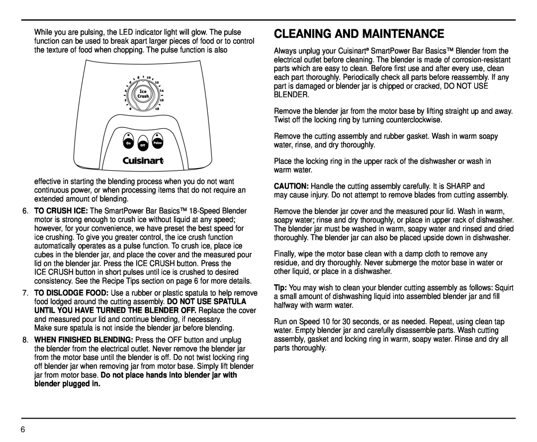 Cuisinart CB-18BKSS manual Cleaning And Maintenance 