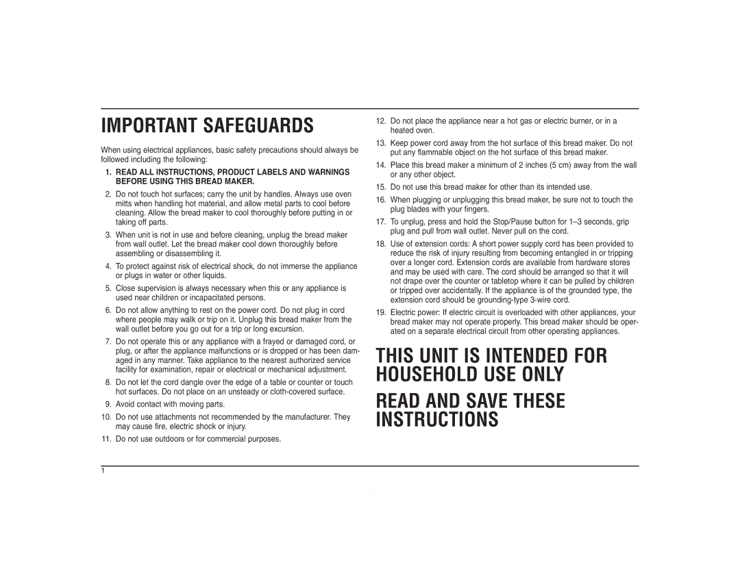 Cuisinart CBK-200C manual Important Safeguards 