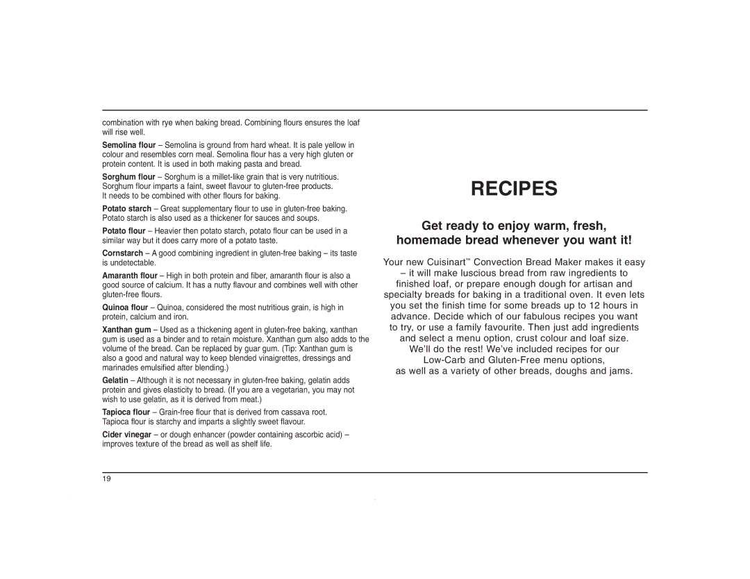 Cuisinart CBK-200C manual Recipes 