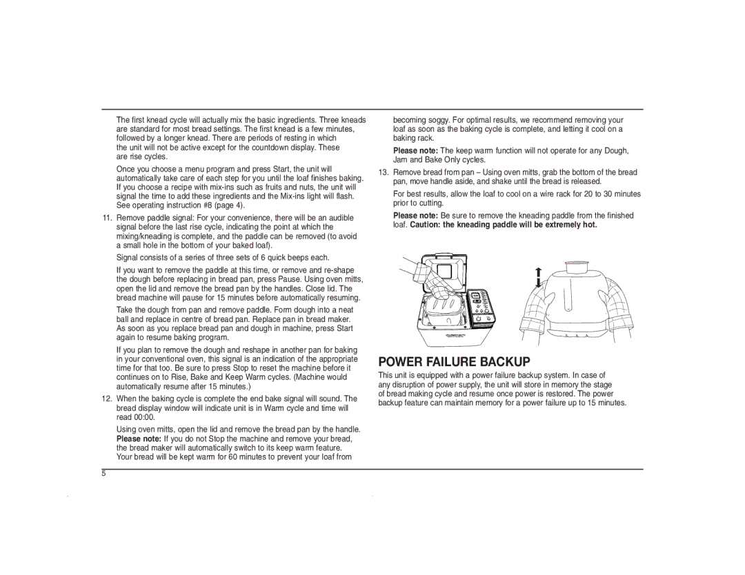 Cuisinart CBK-200C manual Power Failure Backup 