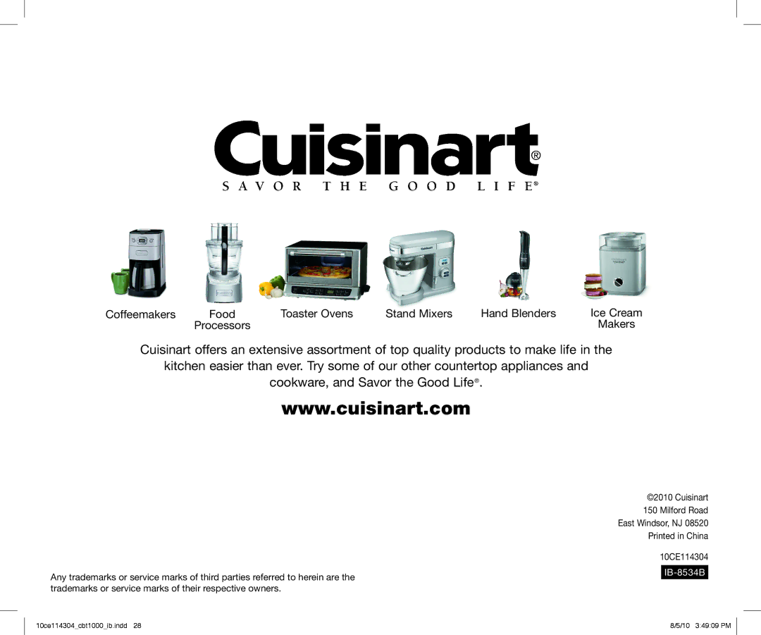 Cuisinart CBT-1000 Series, CBT1000 manual Makers 