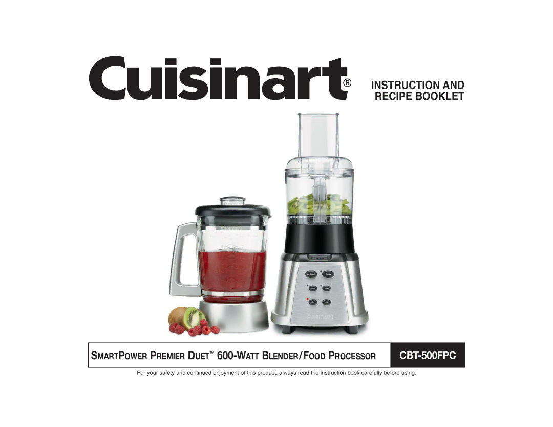 Cuisinart CBT-500FPC manual Instruction and Recipe Booklet 