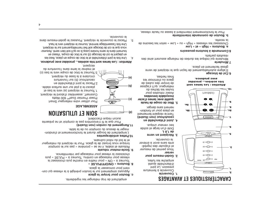 Cuisinart CBT-500FPC manual Assemblage 