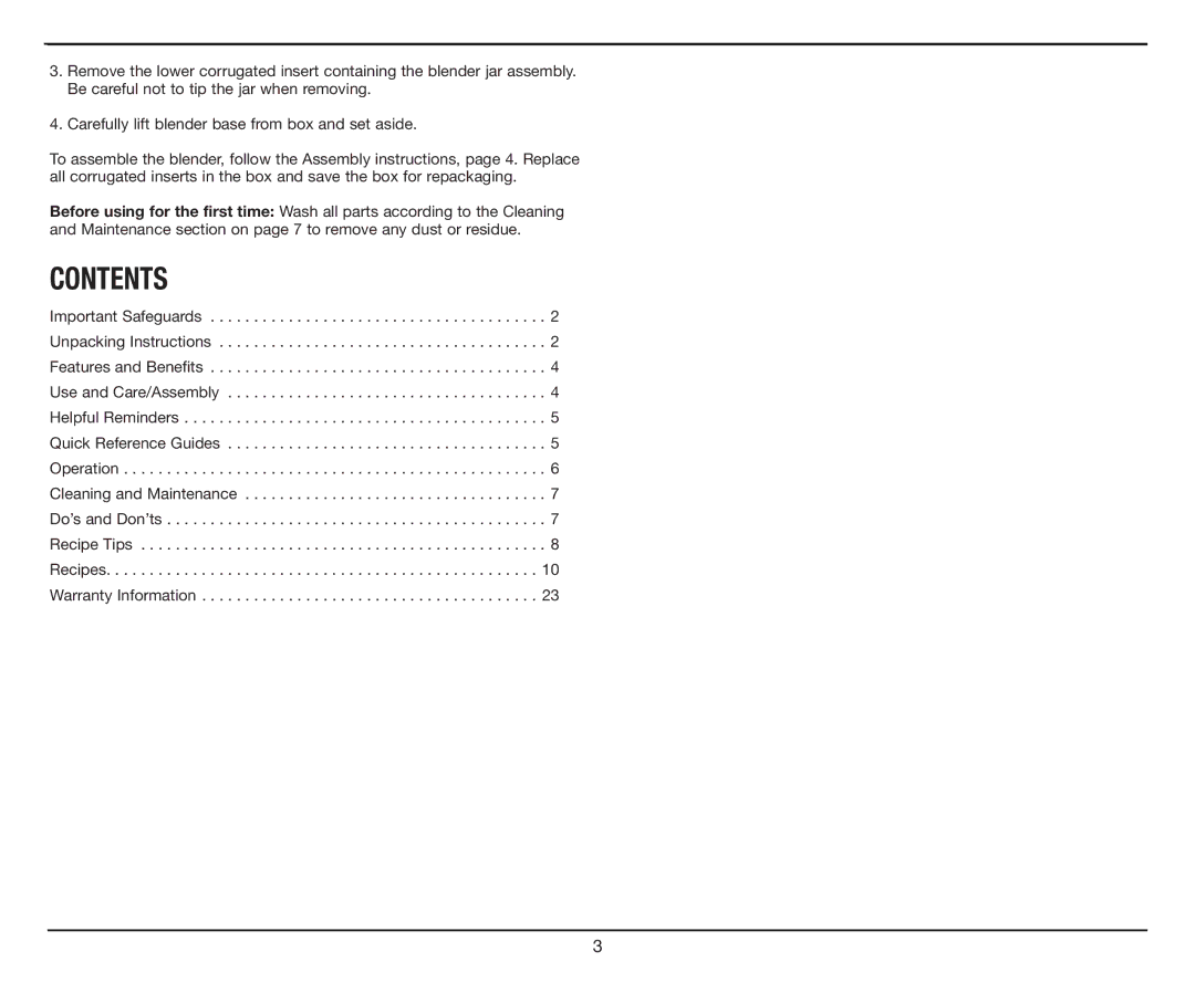 Cuisinart CBT-700 Series manual Contents 